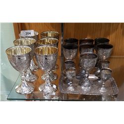 ORNATE 18 PC SILVER PLATE GOBLET SET