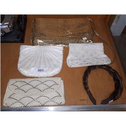 VINTAGE HANDBAGS & HEADBAND MADE OF REAL HAIR