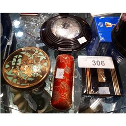 3 VINTAGE COMPACTS & ONE LIPSTICK HOLDER