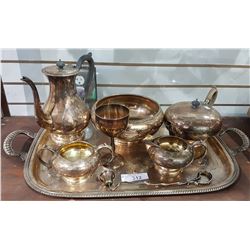 7 PCS SILVERPLATE SERVING WARE