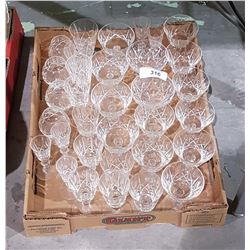 33 PCS VINTAGE CROSS & OLIVE CRYSTAL STEMWARE