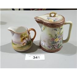 2 HAND PAINTED NIPPON PITCHERS