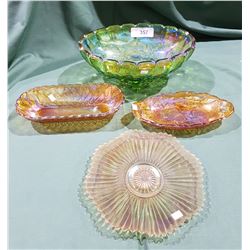 4 PCS VINTAGE CARNIVAL GLASS