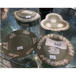4 PCS GREEN WEDGWOOD JASPERWARE
