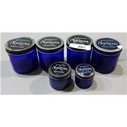 LOT OF VINTAGE 1940'S-1950'S COBALT BLUE GLASS NOXEMA JARS