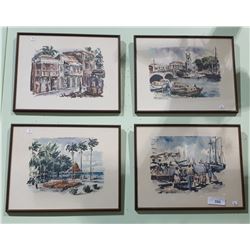 SET OF 4 FRAMED WATER COLOURS OF BARBADOS SIGNED