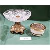 Image 1 : VINTAGE PINSHEEL CRYSTAL & BRASS CANDY DISH & CHOKIN VANITY BOX