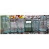 Image 1 : 6 VINTAGE EMBOSSED BLUE GLASS 1 QT SEALER JARS