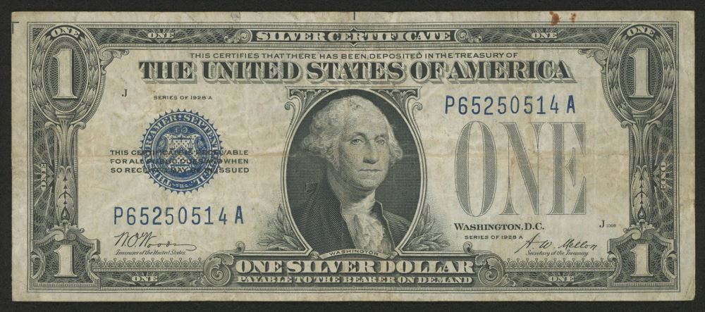 $1 1928 FUNNYBACK ONE DOLLAR SILVER CERTIFICATE BILL USA Currency NOTE MONEY