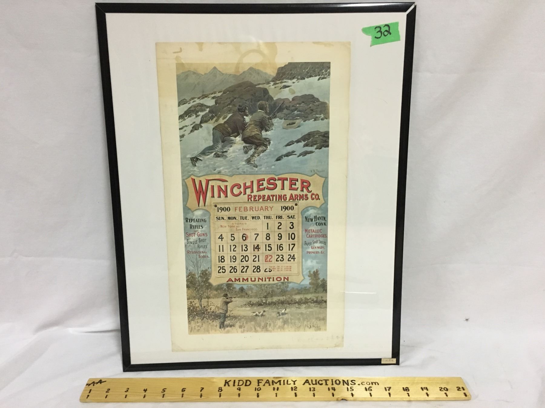 WINCHESTER, CALENDAR POSTER, FRAMED