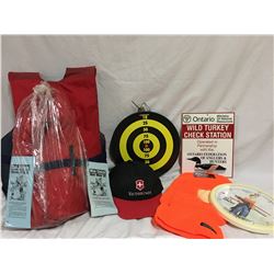 GR OF 11, 2 X PDF, 4 X SWISS ARMY HATS, 2 X THINSULATE BALACLAVAS, TARGET, DAISY CLOCK, TURKEY SIGN