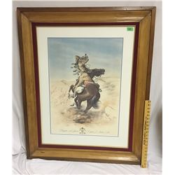 FENTIE, 1966, FRAMED PRINT, TRUMPETER, 21ST LANCERS, EMPRESS OF INDIA'S 1898, APPROX 38" X 46".