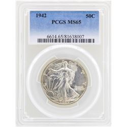 1942 Walking Liberty Half Dollar Coin PCGS MS65