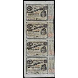Uncut Sheet of (4) State of Louisiana Baby Bond Obsolete Notes
