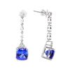Image 2 : 8.37 ctw Tanzanite And Diamond Earrings - 14KT White Gold