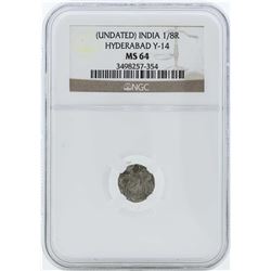 India 1/8 Rupee Hyderabad Y-14 Coin NGC MS64