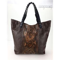 LARGE ITALIAN LEATHER TRAVEL BAG  WITH PYTHON AND CROCODILE STRAP