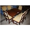 Image 1 : ROLLING DINING TABLE WITH SIX PADDED CHAIRS