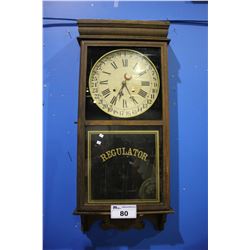 ANTIQUE REGULATOR WALL CLOCK WITH PENDULUM