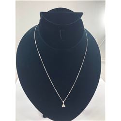 14 KT WHITE GOLD NECKLACE WITH 14KT GOLD DIAMOND PENDANT