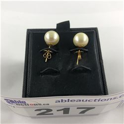 14 KT YELLOW GOLD CULTURED PEARL EARRINGS