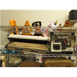 FLIGHT SIM YOKE, POOL SKIMMERS, WIRE SHELF, SWIMMING GOGGLES, HAMPER FRAME, KOHLER SHOWER ROD