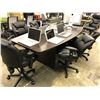 Image 2 : DARK WOOD 8' BOAT SHAPE BOARDROOM TABLE