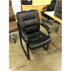 BLACK LEATHER SLED BASE RECEPTION CHAIRS