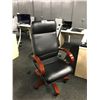 Image 2 : BLACK LEATHER HIGH BACK MAHOGANY ARM EXECUTIVE CHAIR