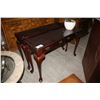 Image 2 : PAIR OF DARK WOOD TWO DRAWER HALL TABLES WITH DECORATIVE PLANT