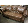 Image 2 : BROWN LEATHER LOVE SEAT AND SOFA SET