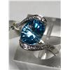 Image 2 : 14KT WHITE GOLD BLUE TOPAZ (2.99CT) WITH CUBIC ZIRCONIA  RING (3G)