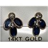 Image 2 : 14KT GOLD SAPPHIRE (1.50CT) AND DIAMOND (0.20CT) EARRINGS