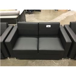 BLACK FAUX LEATHER 2 SEATER LOVE SEAT