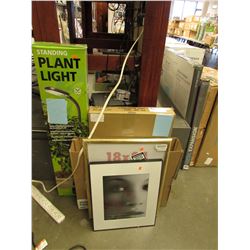 STANDING PLANT LIGHT, SHOE RACK, PICTURE FRAMES, MISC