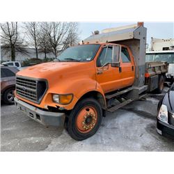 2001 FORD F-650 XL SUPER DUTY, DUMP TRUCK, ORANGE, VIN # 3FDWW65Y81MA82564