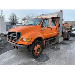 2001 FORD F-650 XL SUPER DUTY, DUMP TRUCK, ORANGE, VIN # 3FDWW65Y61MA82563