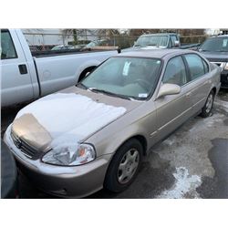 2000 HONDA CIVIC EX,  4DR SEDAN, GOLD, VIN # 2HGEJ6683YH932138