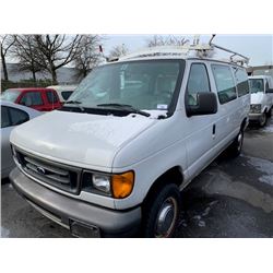 2003 FORD E-250 VAN, WHITE, VIN # 1FTNE24LX3HB82836