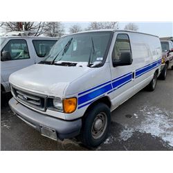 2006 FORD E-150 2DR VAN, WHITE, VIN# 1FTRE14W66HA91508