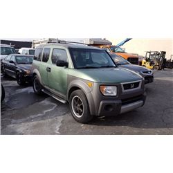 2004 HONDA ELEMENT, 4DRSW, GREEN, VIN # 5J6YH28684L025856