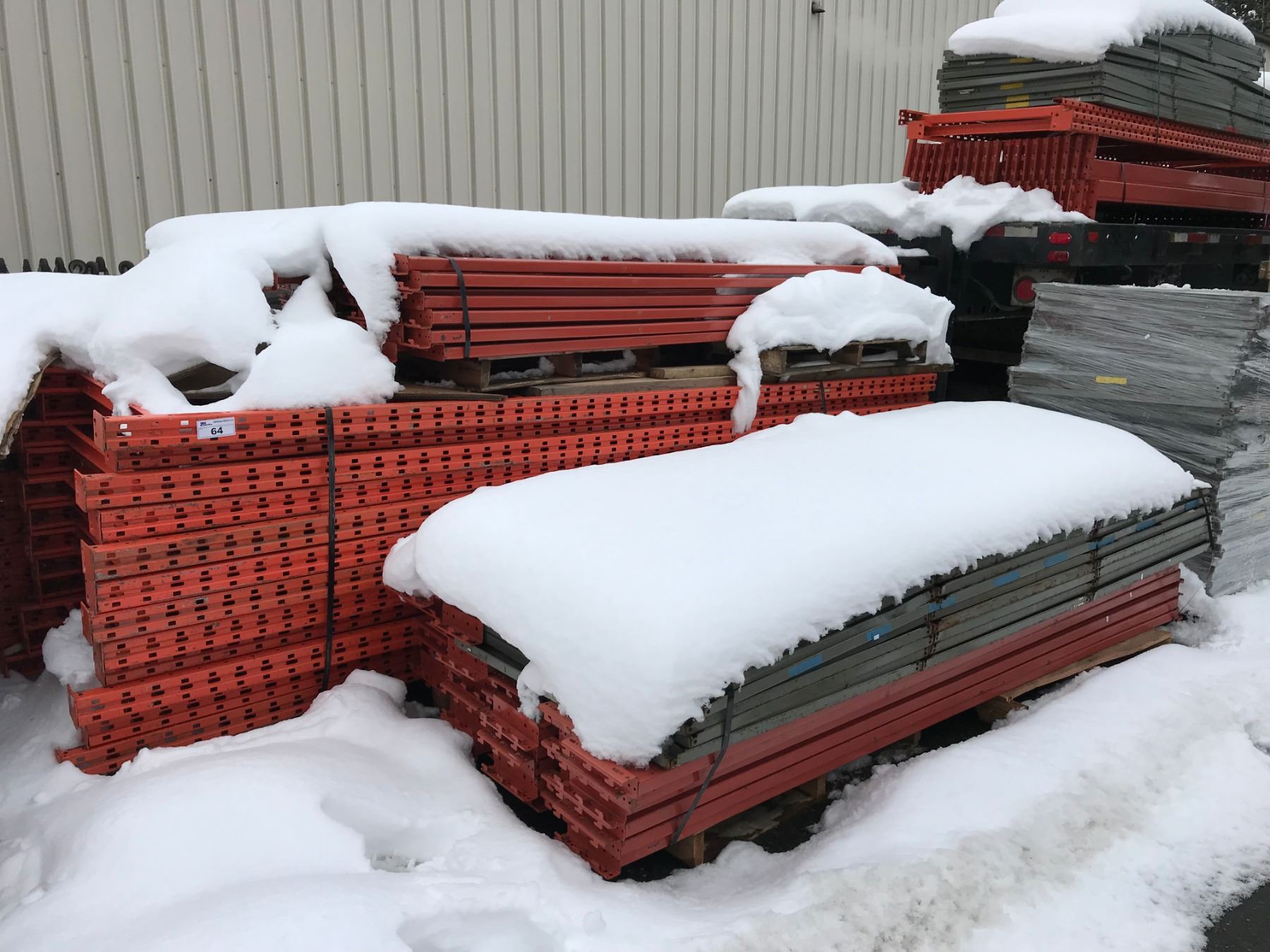 LARGE LOT OF WAREHOUSE RACKING APPROX. 2 TRAILER LOADS INCLUDES SHELVES ...