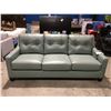Image 2 : 2 PCS SEAFOAM GREEN LEATHER UPHOLSTERED SOFA & LOVE SEAT SET
