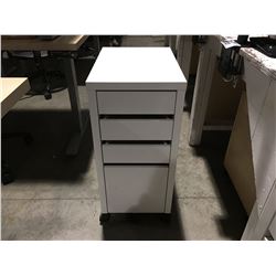 SMALL WHITE 4 DRAWER ROLLING OFFICE CABINET