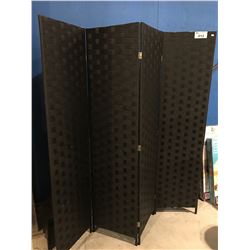 4 PANEL ROOM DIVIDER/DRESSING SCREEN BLACK