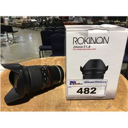 ROKINON 20MM F1.8 FULL FRAME WIDE ANGLE LENS