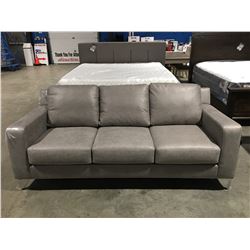 CONTEMPORARY GREY MICRO FIBER UPHOLSTERED 3 SEATER SOFA