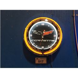 CORVETTE NEON LIGHTED WALL CLOCK