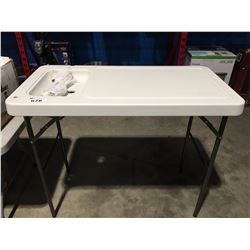 FOLDING PREP/CUTTING TABLE WITH SINK (CRACKED TOP)