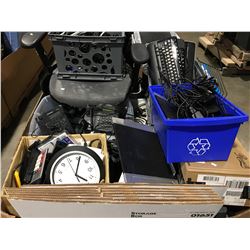 PALLET LOT OF ASSORTED OFFICE EQUIPMENT/SUPPLIES & MISCELLANEOUS ITEMS